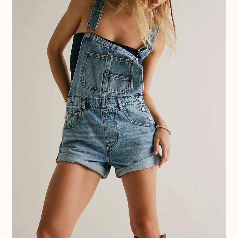 Free People Ziggy Overalls Shortalls L